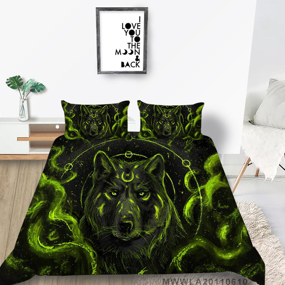 2023 neue stil Bettbezug-set mit Kissenbezug Doppel Volle Größe Bettwäsche Quilt Abdeckungen 3D Wolf Hause Textilien Junge Mann tagesdecken