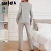 GMXIA Pyjamas Female Autumn and Winter Red New Year Christmas Ice Silk Long-sleeved Shirt Trousers Two-piece Homewear