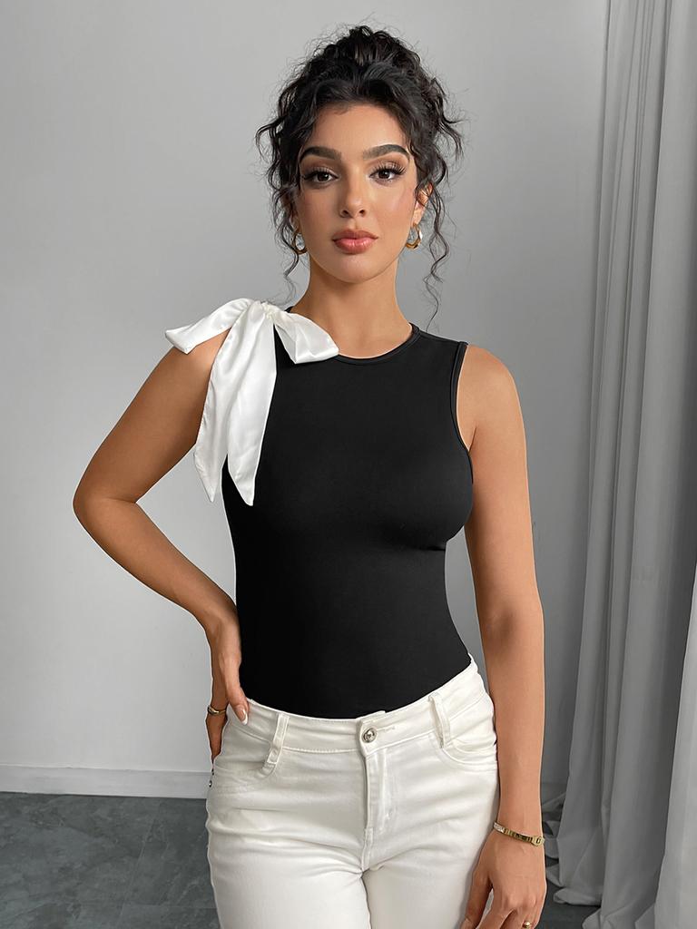 Chic Mini Backless Tank Top Summer Solid Slim Fit Sleeveless Women's Clothing