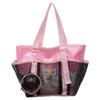 Dopamine Color Block Mesh Beach Bag – Large Capacity Travel and Swim Tote