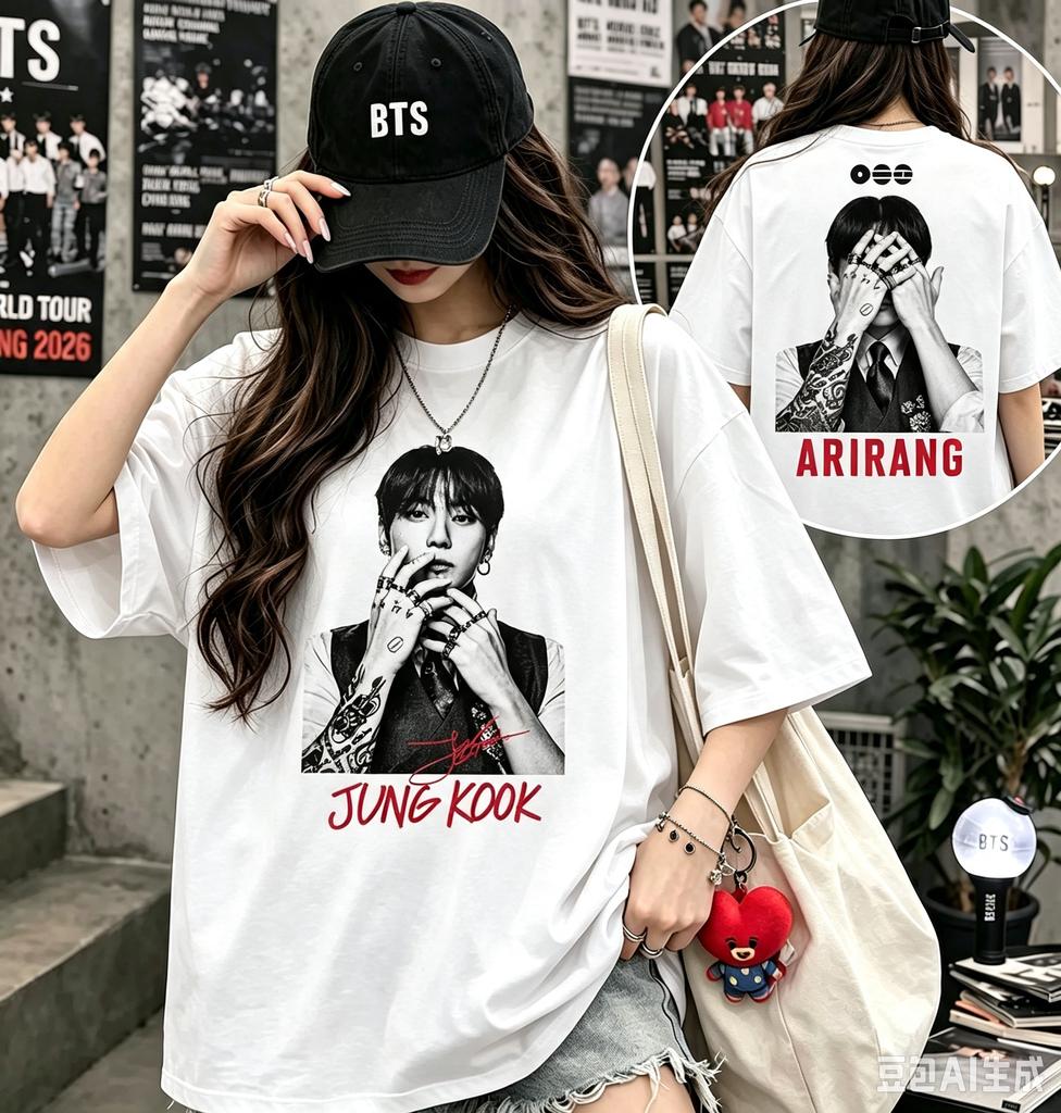 2026 New BTS Arirang World Tour Graphic Unisex cotton Shirt,Kpop Summer Men's Women's Fashion Tshirt