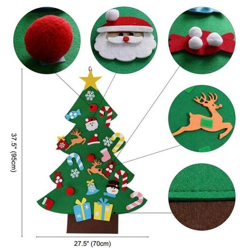 DIY Felt Christmas Tree Set with Detachable Ornaments Kids Wall Hanging Xmas Gifts for Christmas Decorations New Year Gifts