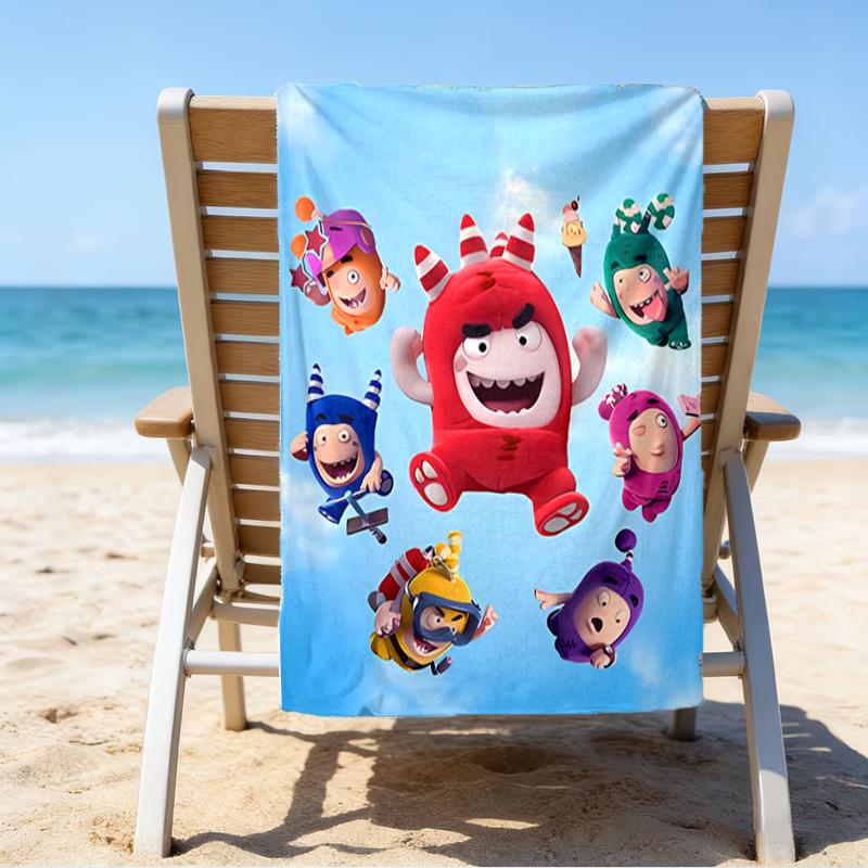 proof beach towel with a Oddbods pattern - soft,absorbent,quick-drying,machine washable - perfect for swimming,camping,bathing