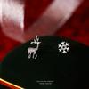 Korean Temperament Pavé Zircon Deer Snowflake Asymmetrical Earring for Women Student 925 Sterling Silver Christmas Party Jewelry