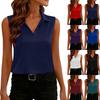 Women's Fashionable Casual -Color Sleeveless Button-Down Collar Pullover