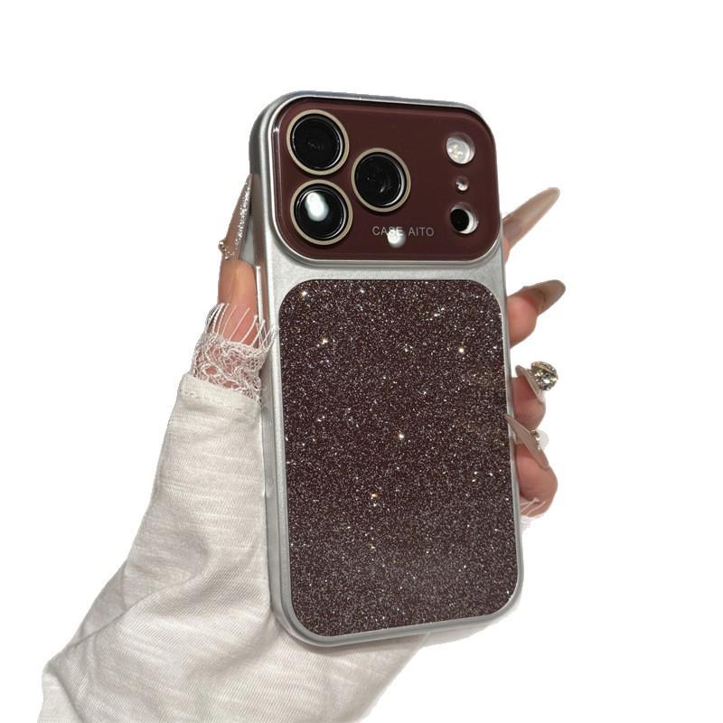 iPhone 17 Pro Case with Large Window, Compatible with Apple 16 Pro, Glitter Design, Includes 15 Pro Lens Film, Fits 14 Pro Model