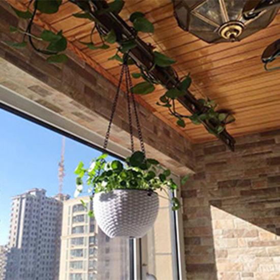 Self-absorbing Flowerpot Rattan-like Weaving Texture And Absorbent Rope Flower Pot with Hanging Chain Planter for Indoor Outdoor