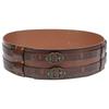 Layered Wide Belt with Rivets Embossed Wrap Buckles Fashion Waistband