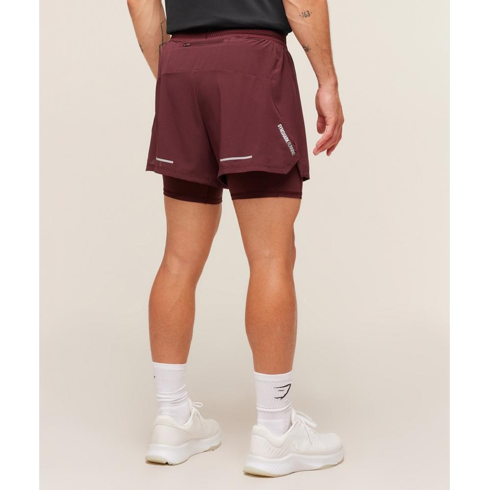 Gymshark Running 4  2in1 Shorts Rich Maroon A3b9p Nbzq