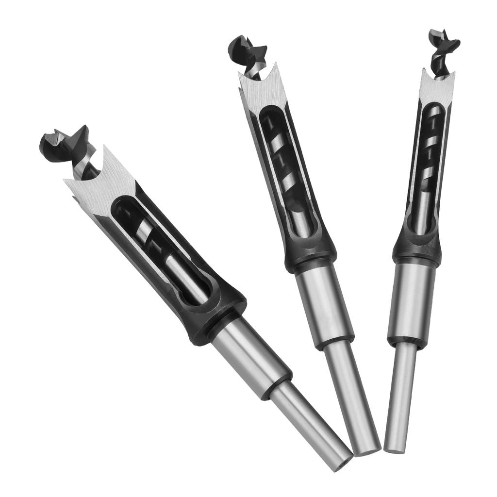 Square Hole Mortise Chisel Drill Bit High Hardness Woodworking Drill Woodworking Square Hole Drill Power Tool of Drill, (Square Only), Bit, Bit, (Set