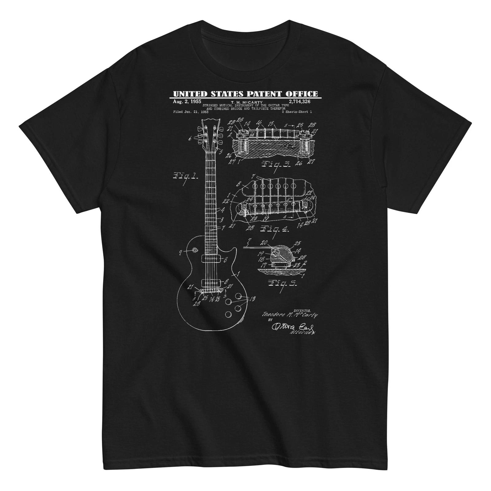 1955 ПАТЕНТ НА ГИТАРУ GIBSON LES PAUL Унисекс Классическая футболка XXXXL