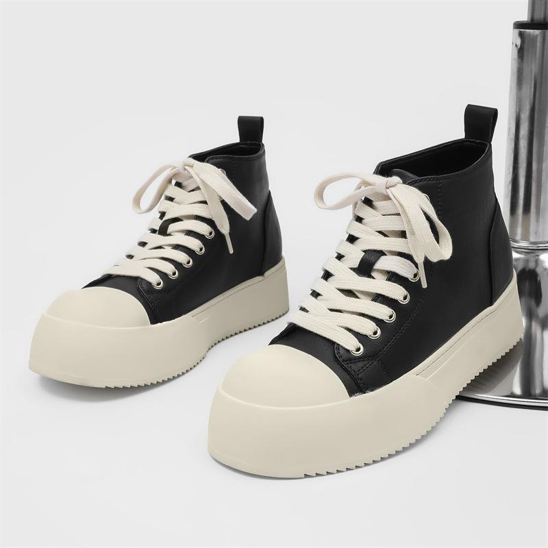 Thick-Soled British Style Winter Velvet Big Head Shoes Casual Versatile Men'S College Style High-Top Board Shoes Inner Height Increase