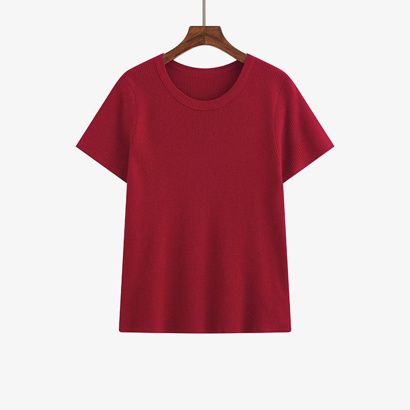 Plus Size Women's Round Neck Casual Short Sleeve Knit Top - 2026 Spring Style