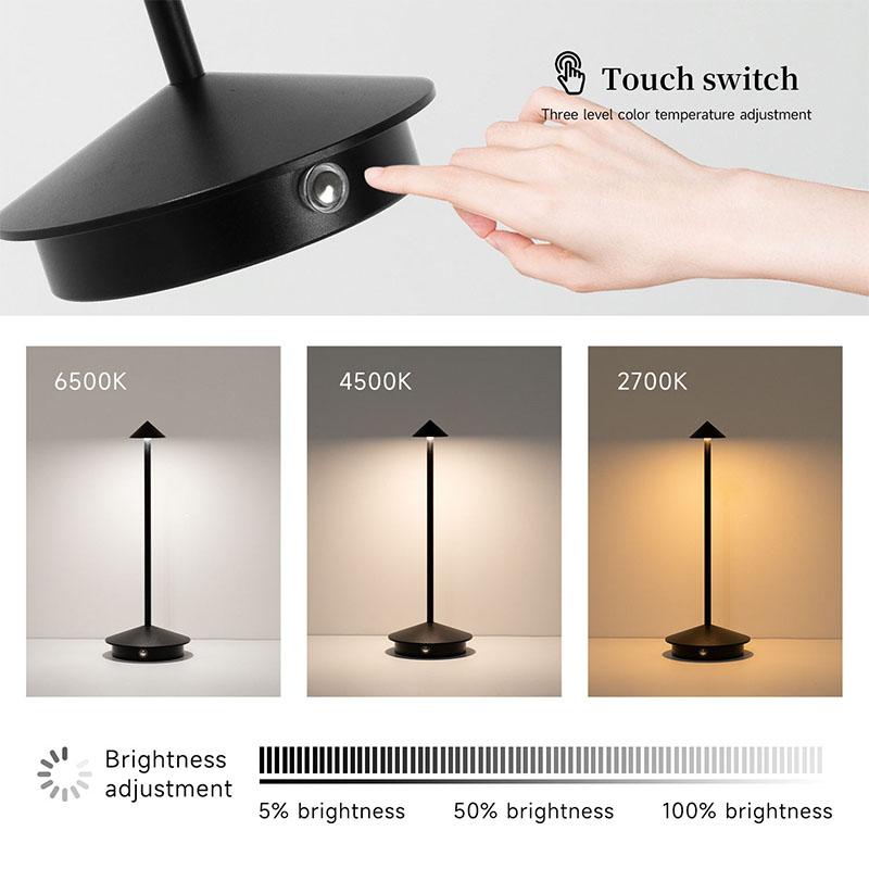 LED Table Lamp 3 Colors Ambient Night Light Touch Control Mushroom Spike Desk Light Dimmable Rechargeable for Bar Bedside Decor