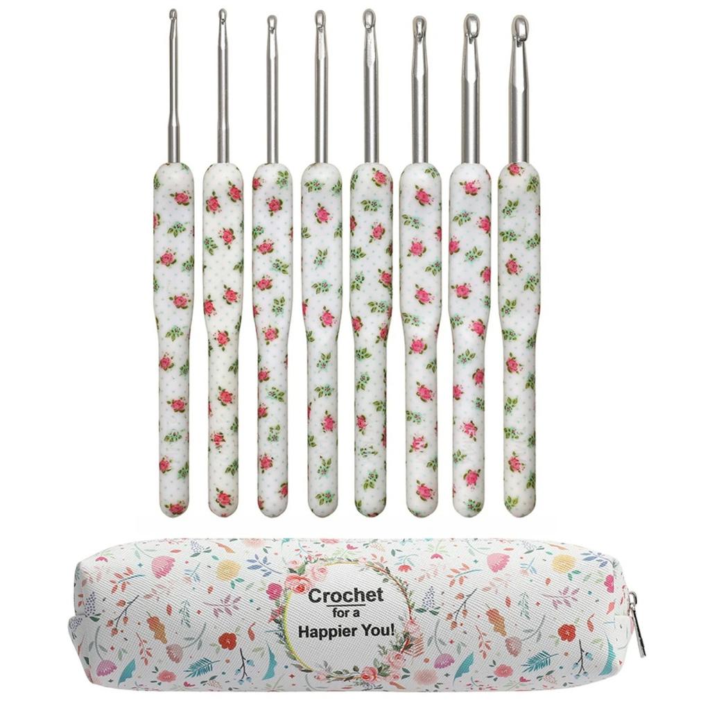 8pcs/set Sewing Crochet Hooks Ceramic Handle Alumina Crochet Hooks Knitting Needles Set Sewing Crochet for Weave Sewing Needles DIY Tool