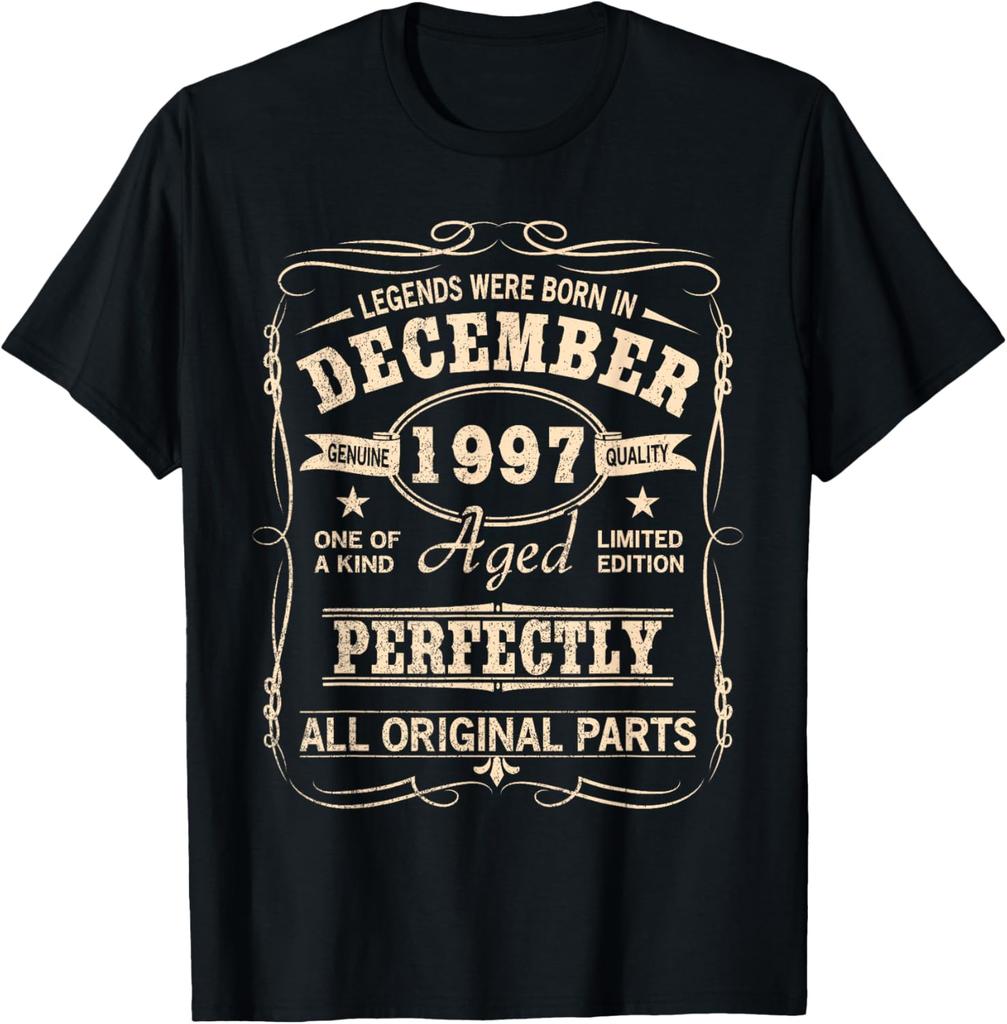 28. Geburtstag T-Shirt 1997 Geburtstagsgeschenke für Unisex Damen T-Shirt Individuell Bedruckte Grafik-T-Shirts Vintage Unisex Kleidung Oberteile