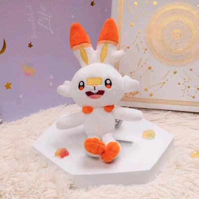 Peluche authentique Scorbunny Pokemon Kawaii Jouet en peluche Porte-clés Pendentif de sac à dos Porte-clés Modèle Poupée Cadeaux d'anniversaire et de Noël Pour enfant