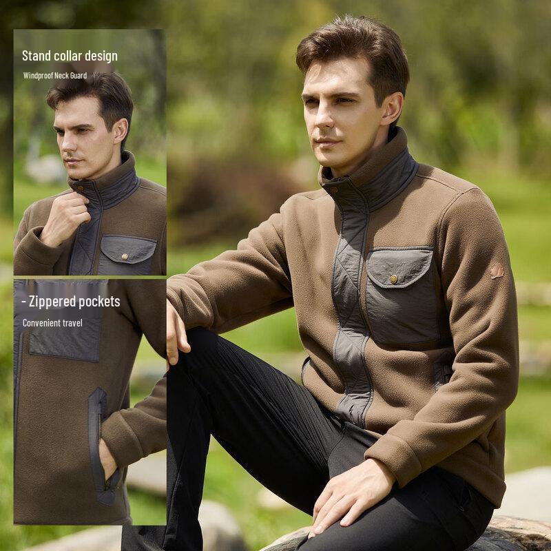 Men's Stand-Collar Windproof Anti-Static Fleece Jacket