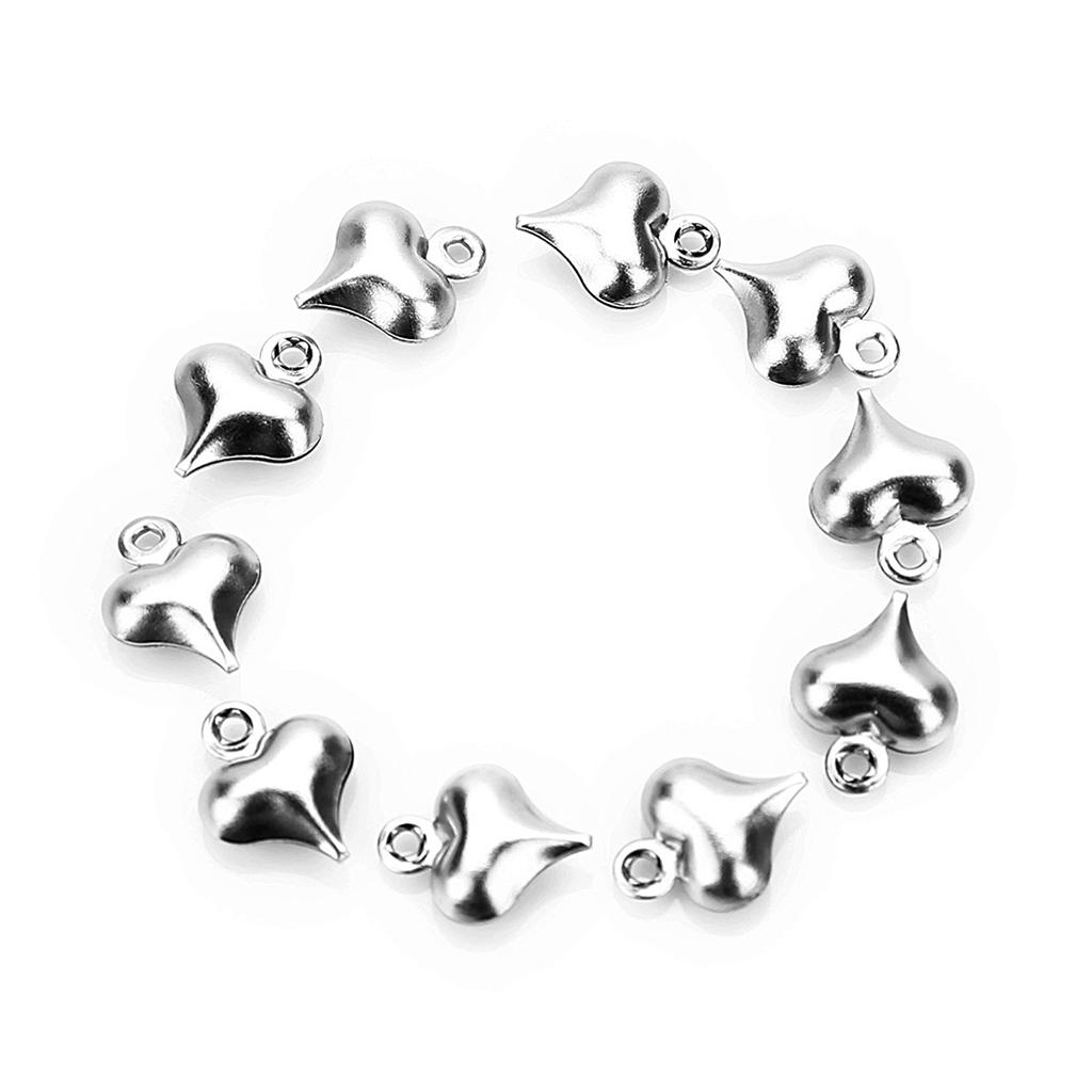 50Pcs Stainless Steel Heart Charms Pendant for DIY Jewelry Making