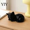 Smooth Surface Cat Model 3D Printed Sleeping Figurines, Geometric Statue, Minimalist Cute One-piece Molded Ornament Art Crafts Decoration for