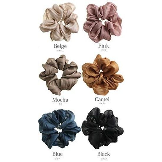 VINGTAINE шифоновий об'ємний scrunchie великий стильний дорослий модний пучок наверх хвіст HS-143-BL- синій