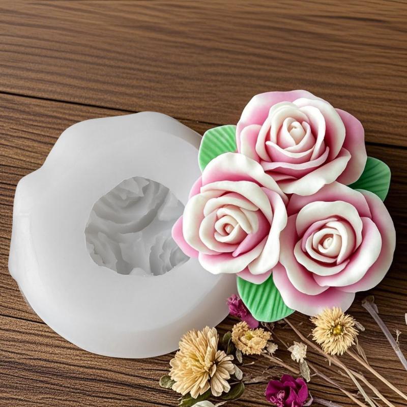 Diy Rose Flowers Silicone Mold Handmade Aroma Candle Gypsum Form Ornaments Mould Soap Candle Making Supplies