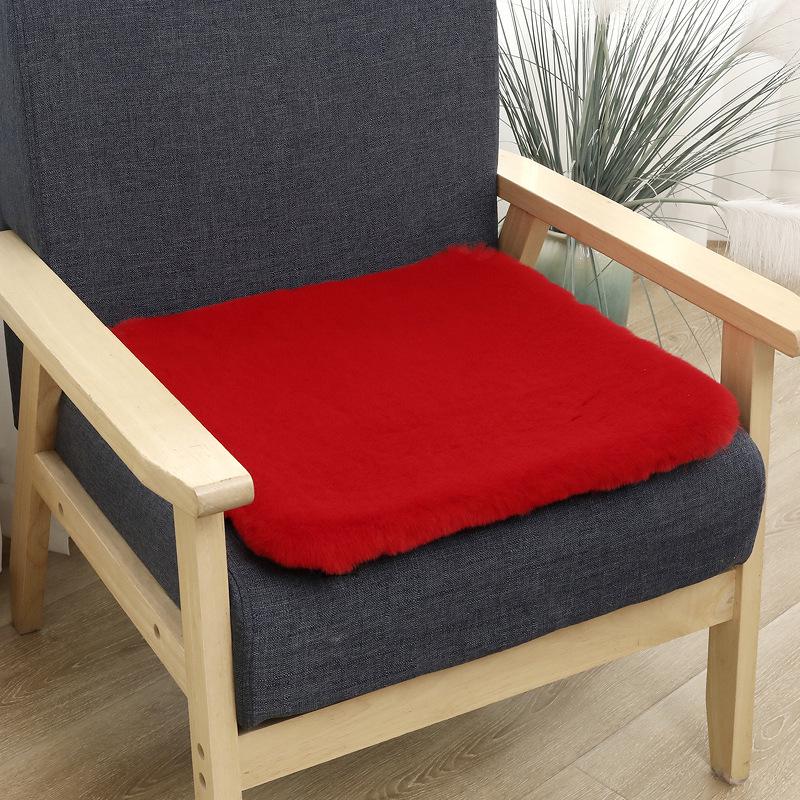 Thick Faux Rabbit Fur Seat Cushion for Office/Car - Perfect for Autumn & Winter