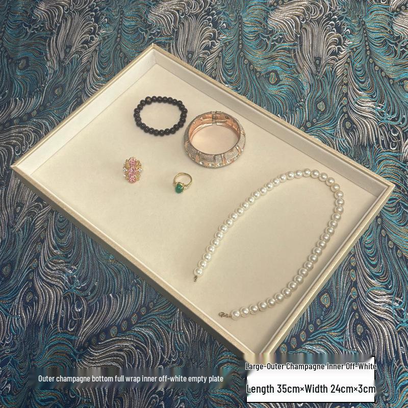 Hengjing Champagne & Beige Jewelry Organizer Tray for Earrings, Rings, Necklaces & Bracelets