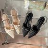 Pre-owned Genuine Embroidered Hollow Nude High Heels - 5cm Stiletto Luxury Sandals for Women, Perfect for Summer Skirt Pairing