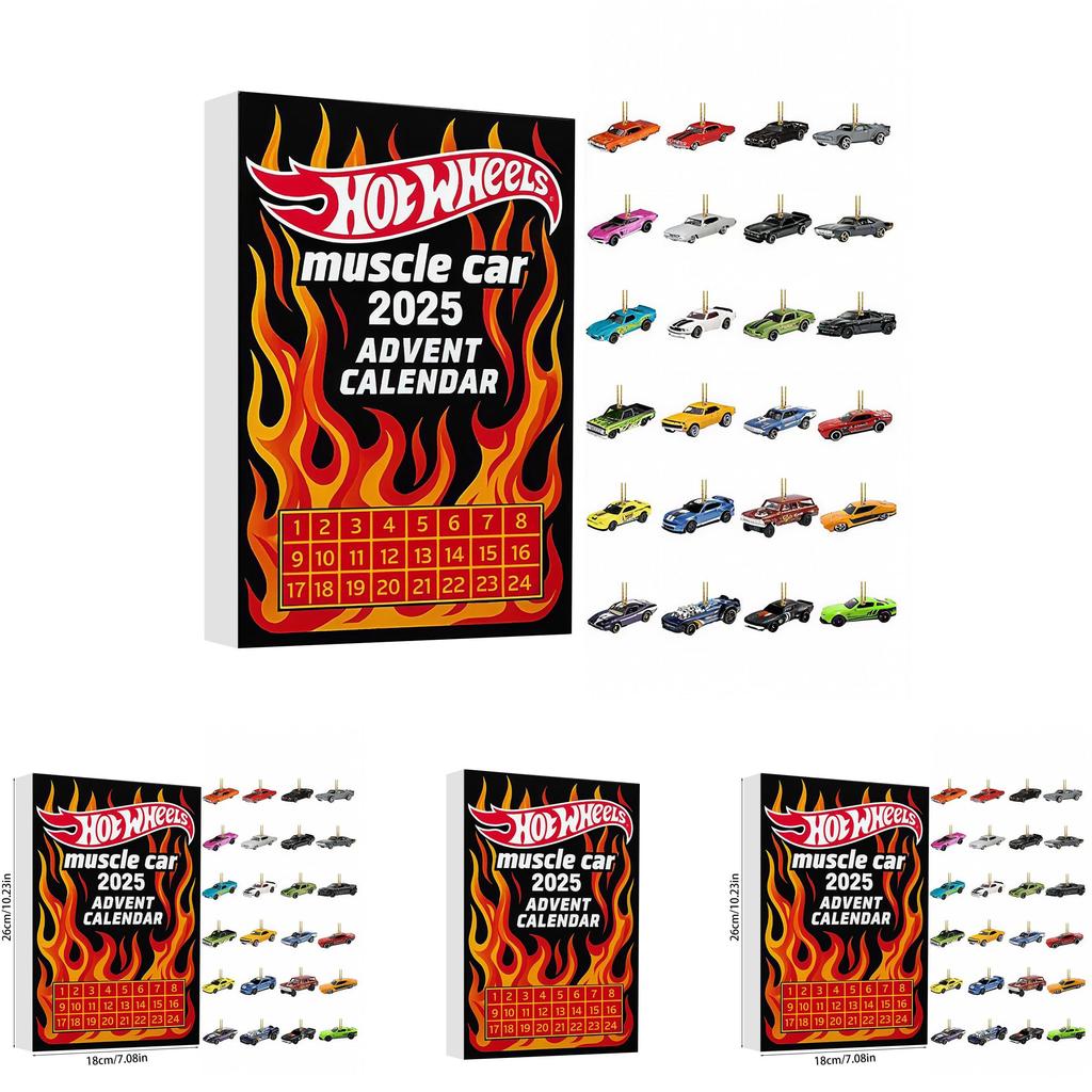 Calendario dell'Avvento di Natale Muscle Car Con Ornamenti in Acrilico per Feste