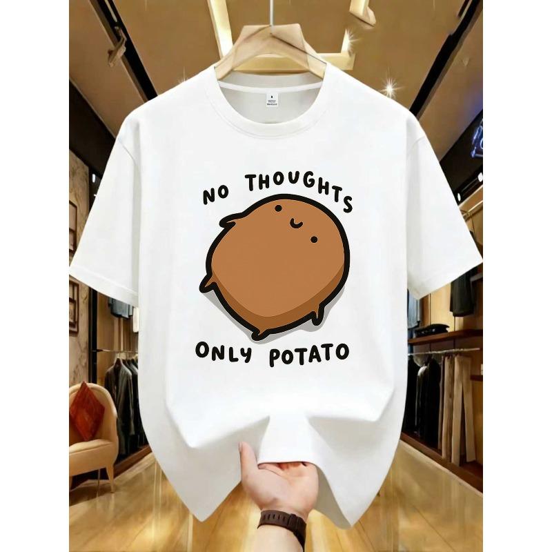 Cute Potato Pattern Pure Cotton Printed Unisexs And Unisexs Fashionable Loose Short Sleeved New Personalized Casual Tshirt