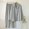 Autumn pajamas couple cotton and linen women autumn men's soft loose casual cardigan loungewear can be worn outside suit