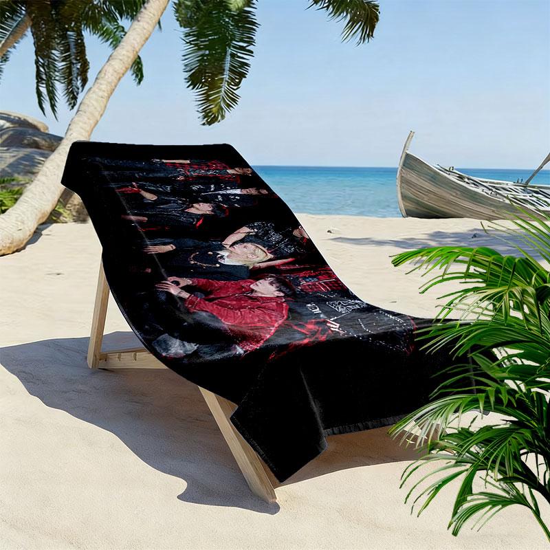 skz Print Beach Towel, Large Soft Quick Dry Towel for Beach Camping Swimming