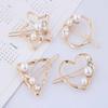 Women Hairpin Alloy Simple Style Geometry Round Triangle Love Pearl Side Clip Hairwear