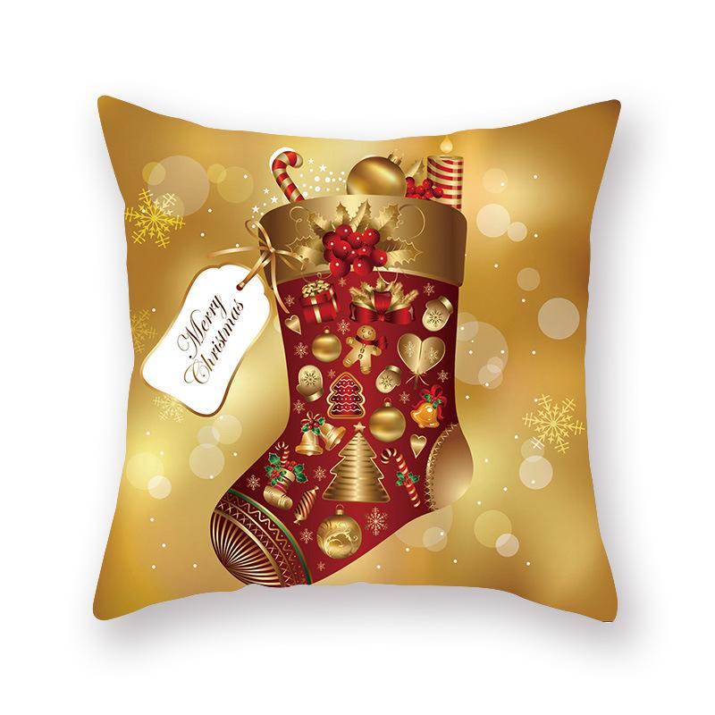 Cartoon Print Christmas Pillow Holiday Decoration Sofa Pillow Case Christmas Cushion