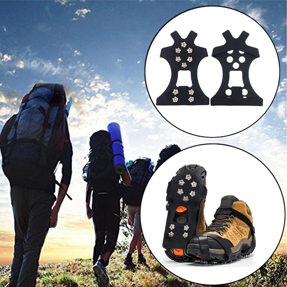 1 Pair Crampons Ice Traction Cleats Non Slip Shoe Grips 10 Spikes Ice Cleats for Shoes Boots Traction Cleats for