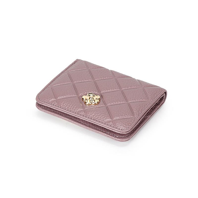 Comércio exterior dentro e fora carteira feminina pequena dobrável em couro genuíno moda versão coreana primeira camada bolsa de moedas feminina co diamante