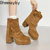 Autumn Winter Platform Thick Sole Women Pipe Ankle Boots Punk Style Banquet Party Stripper High Heel Short Botas Mujer