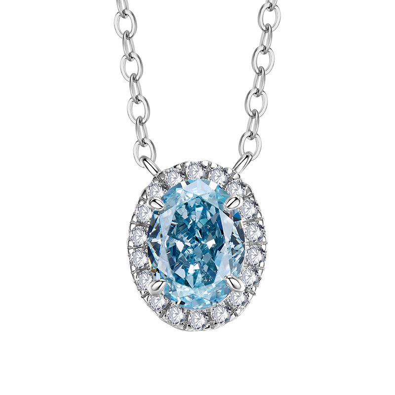 

Hui Zhiyi 2023 Sterling Silver Oval Pendant with High Carbon Diamond 925 Silver