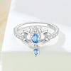 Orstarry   CopperBlue Zircon Lotus Flower Closed Ring For Women Finger Ring Personality Jewelry Party Trendy Gifts