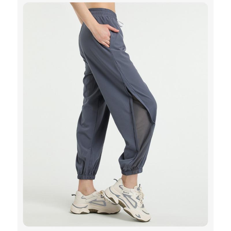 Women's Loose High Waist Quick Dry Pants Mesh Quick Dry Yoga Pants Drawstring Plus Size Fitness Pants