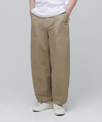 Cotton Wide Fatigue Balloon Pants [Beige]
