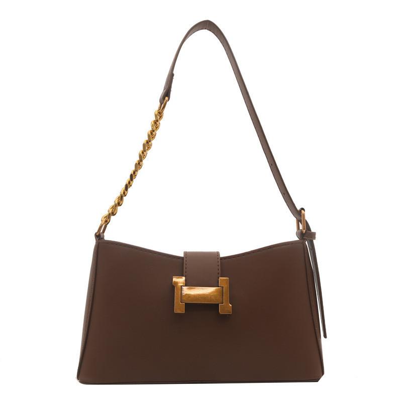 Fashionable Ladies Shoulder Bag Pu Material Urban Simple Style Crossbody Handbag коричневый