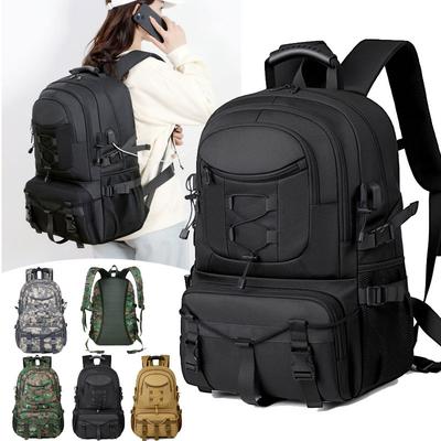 Taktyczny Plecak Kempingowy USB Duży Plecak Turystyczny Trekkingowy Wędkarski Wspinaczkowy Wielofunkcyjny Podróżny Outdoorowy Sportowy Plecak na Laptopa