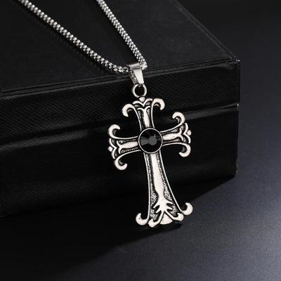 Retro Baroque Cross Pendant Necklace: Hip-Hop Style for Men & Women