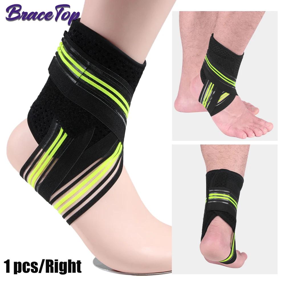 Bracetop 1 Pc Sports Compression Ankle Brace Support Wrap Gym Ankle Sleeves For Plantar Fasciitis Achilles Tendon Minor Sprains