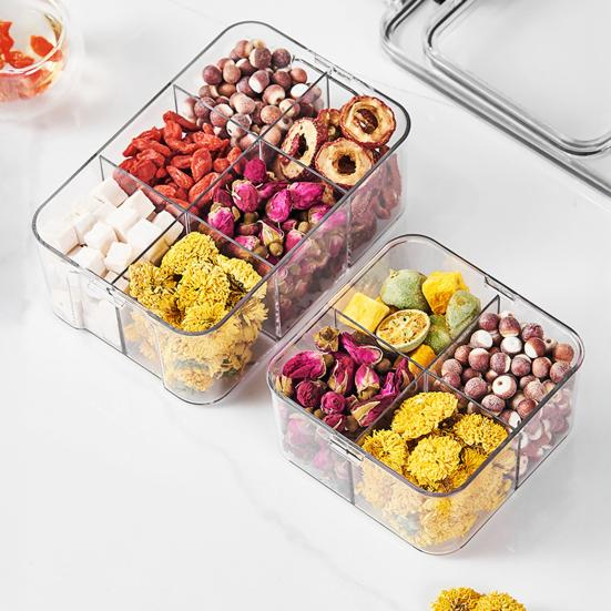 Airtight Food Storage Box Sealed Transparent Multi-Compartment Container Stackable Food Canister for Kitchen Pantry Loose Tea Leaves Spices