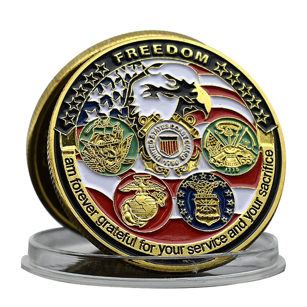 US Military Army Guard Gold Coin Collection Freedom Challenge Medal Military Belief Collection Souvenir