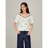 INMAN Women's Vintage Embroidered V-Neck Knit Top
