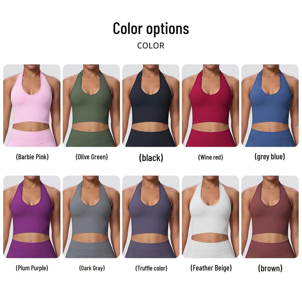 Elegant Backless Halter Yoga Bra – Seamless Breathable Sports and Fitness Vest